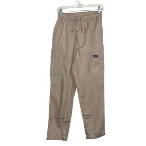 Cherokee Workwear Beige Scrub Pants With Elastic Waist & Drawstring Small  Cotto